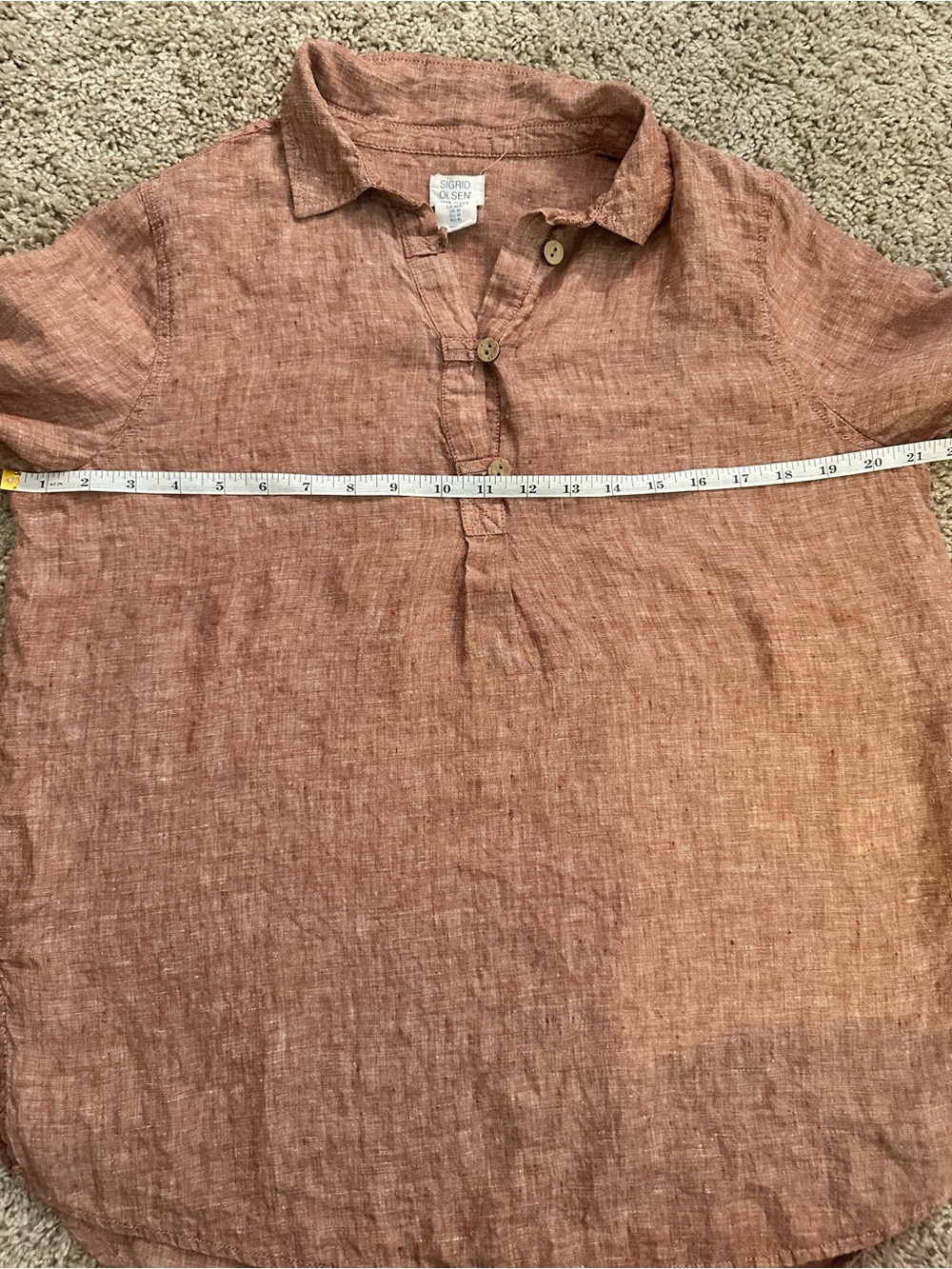 Sigrid Olsen 100% Linen Dusty Rose Popover Shirt Size M - Picture 8 of 8